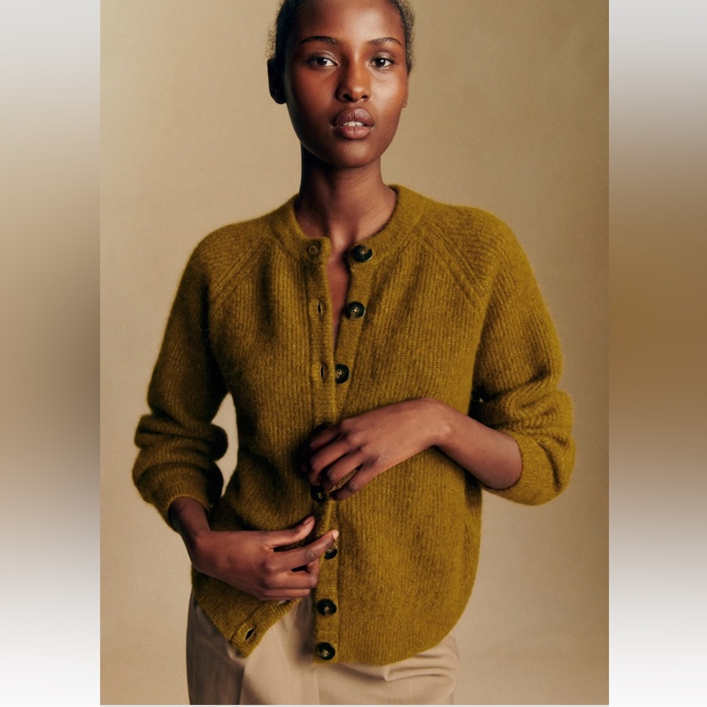 NWOT Sezane OTHELLO Olive Green Cardigan